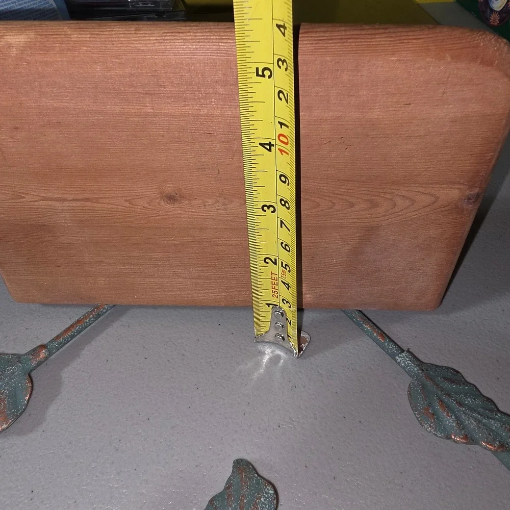 Vintage Heart Leaf Wall Shelf Verdigris Metal Copper Patina Wood Rustic Decor